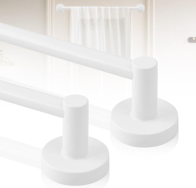 HTZON White Magnetic Curtain Rod for Door:Magnet Curtain Rod for Classroom Whiteboard,Small Adjustable Magnetic Towel Bar,Tool-Free French Magnet Pole with Leather Protective Cover,2 Pack 16-28" - Image 1